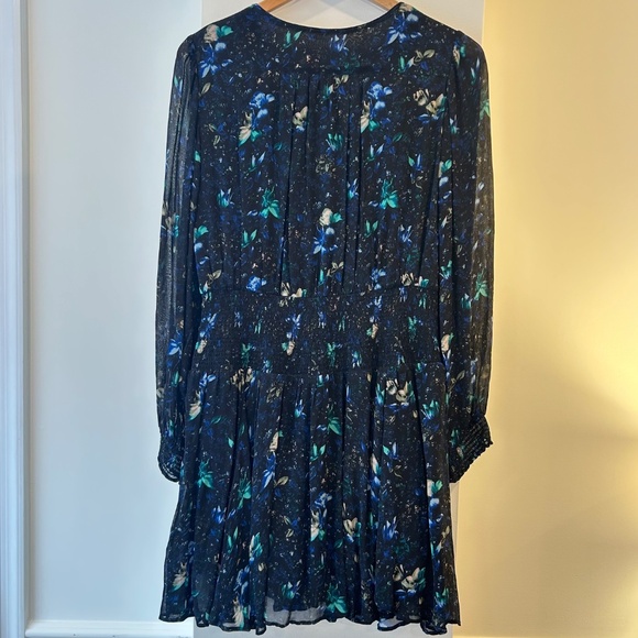Anthropologie Ruched Mini Floral Dress - Blue Motif - Full Lined - Medium - Picture 4 of 10